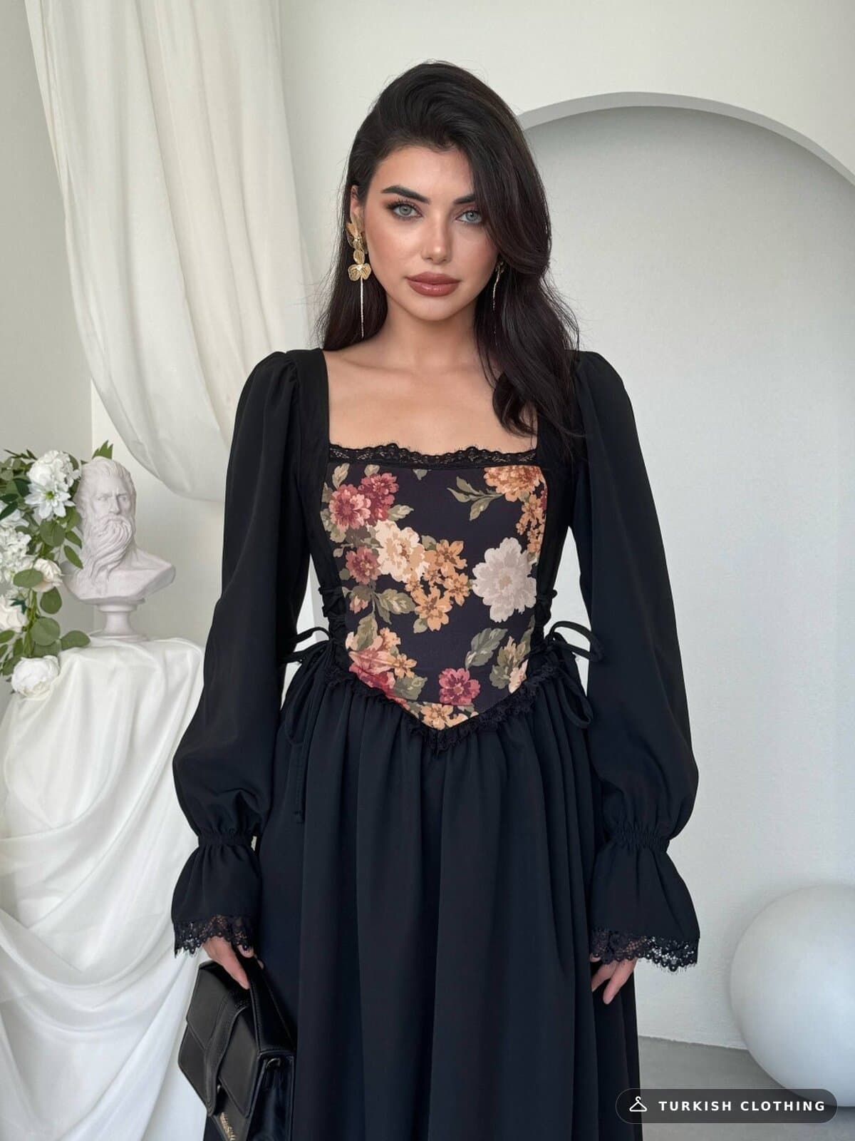 Ponsa Midi Dress — Black – wholesale Women's Dresses by Etika, Turkish clothing manufacturer