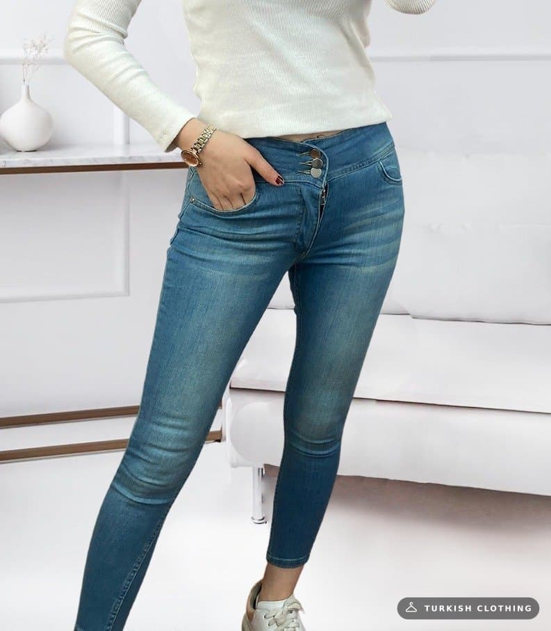 High Waist Lycra Jeans, 5239 — Green – wholesale Denim by Janes, Turkish clothing manufacturer