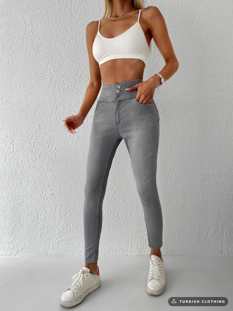 High Waist Lycra Jeans (Grey), 5404 — Gray – wholesale Denim by Janes, Turkish clothing manufacturer
