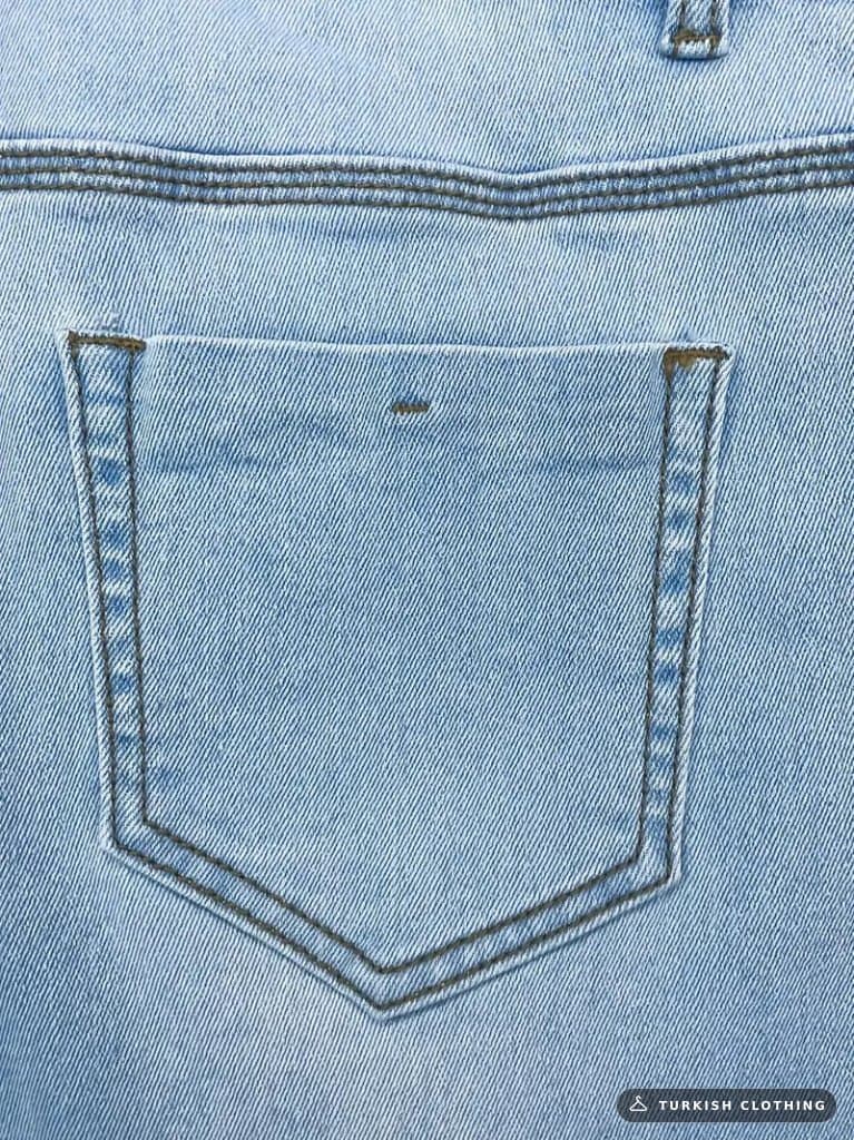 Women's High Belli Front Buttoned Ripped Detailed Denim Trousers, 27090 — Blue – wholesale Trousers by Janes, Turkish